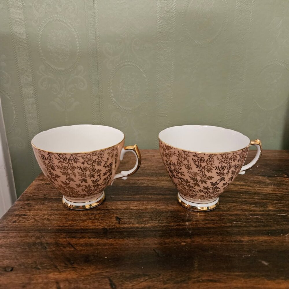 Vintage Royal Vale English bone china teacups (set of 2)